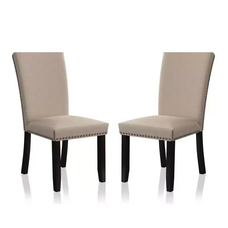 Set di 2 sedie Southwind imbottite in nero/beige - HOMES: Inside + Out: Rivetti decorativi, imbottite, gambe in legno