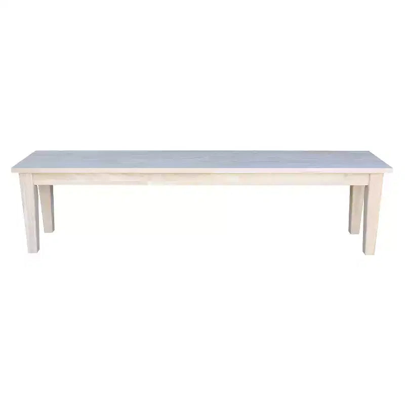 International Concepts 72" Shaker Style Bench Unfinished: Hardwood Frame, Seats 3, Farmhouse Decor