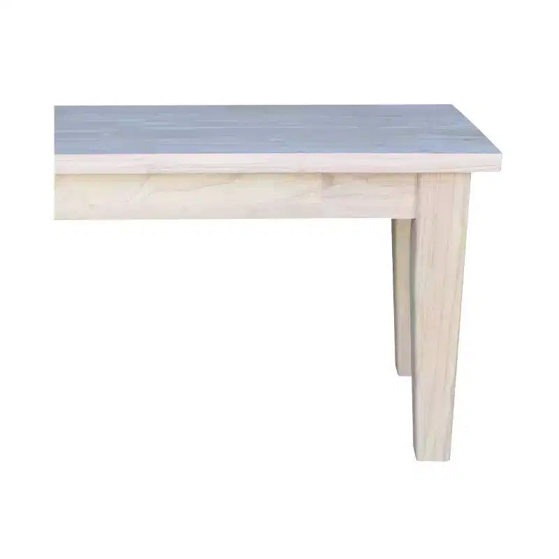 International Concepts 72" Shaker Style Bench Unfinished: Hardwood Frame, Seats 3, Farmhouse Decor