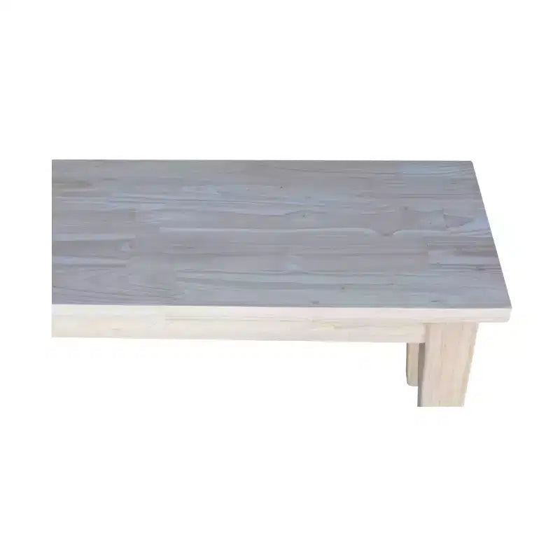 International Concepts 72" Shaker Style Bench Unfinished: Hardwood Frame, Seats 3, Farmhouse Decor