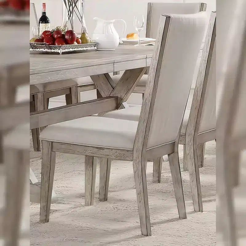 Set of 2 19" Rocky Fabric Dining Chairs Gray Oak - Acme Furniture