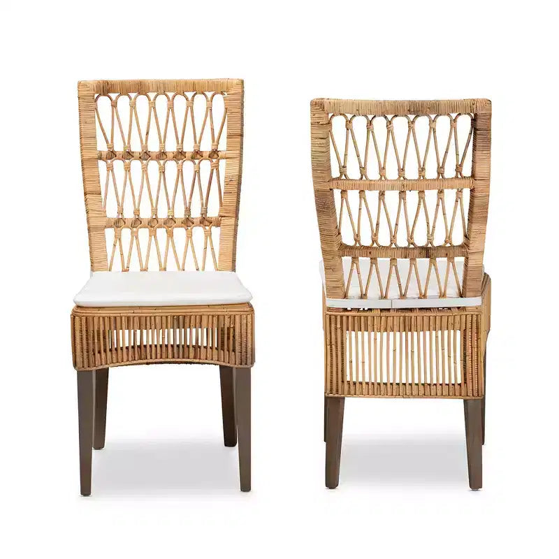 Set 2 Sedie da Pranzo Sullivan in Rattan Marrone - bali & pari: Mogano, Bohemien, Nessun Montaggio Richiesto