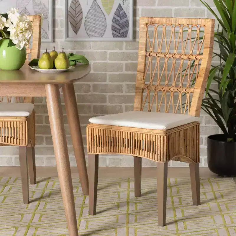 Set 2 Sedie da Pranzo Sullivan in Rattan Marrone - bali & pari: Mogano, Bohemien, Nessun Montaggio Richiesto