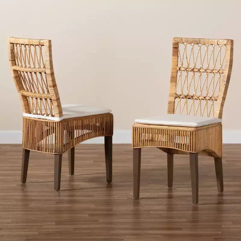 Set 2 Sedie da Pranzo Sullivan in Rattan Marrone - bali & pari: Mogano, Bohemien, Nessun Montaggio Richiesto