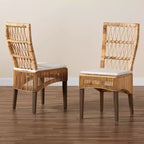 Set 2 Sedie da Pranzo Sullivan in Rattan Marrone - bali & pari: Mogano, Bohemien, Nessun Montaggio Richiesto