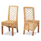 Set di 2 sedie da pranzo Moscow in Rattan e Legno Naturale/Noce - bali & pari