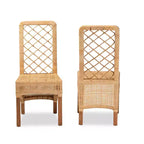 Set di 2 sedie da pranzo Moscow in Rattan e Legno Naturale/Noce - bali & pari