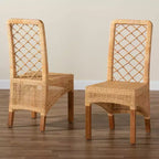 Set di 2 sedie da pranzo Moscow in Rattan e Legno Naturale/Noce - bali & pari