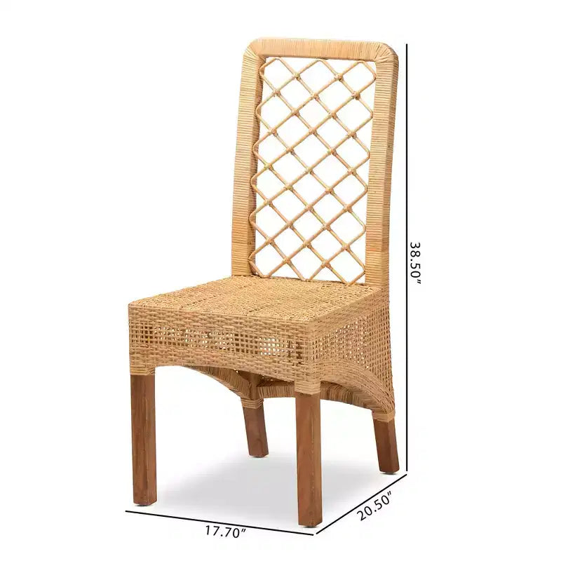 Set di 2 sedie da pranzo Moscow in Rattan e Legno Naturale/Noce - bali & pari