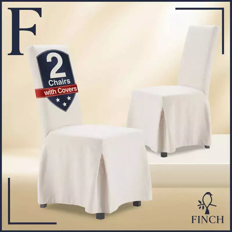 Set di 2 sedie da pranzo sfoderabili Hayes Ivory - Finch: Rivestimento in poliestere, Struttura in legno, Rivestimento rimovibile, Stile moderno