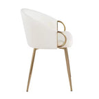 Set of 2 Claire Dining Chairs Gold/White - LumiSource: Modern Low Backrest, Steel Frame, Faux Leather