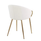 Set of 2 Claire Dining Chairs Gold/White - LumiSource: Modern Low Backrest, Steel Frame, Faux Leather