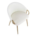 Set of 2 Claire Dining Chairs Gold/White - LumiSource: Modern Low Backrest, Steel Frame, Faux Leather