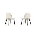 Manhattan Comfort Set of 2 Estelle Faux Leather Dining Chairs Cream: Upholstered, Wood Legs, No Assembly Required