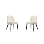 Manhattan Comfort Set of 2 Estelle Faux Leather Dining Chairs Cream: Upholstered, Wood Legs, No Assembly Required