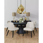 Manhattan Comfort Set of 2 Estelle Faux Leather Dining Chairs Cream: Upholstered, Wood Legs, No Assembly Required