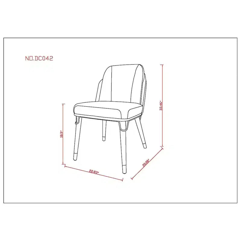 Manhattan Comfort Set of 2 Estelle Faux Leather Dining Chairs Cream: Upholstered, Wood Legs, No Assembly Required