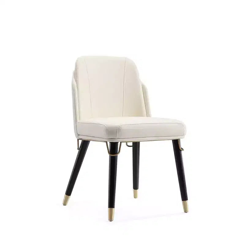 Manhattan Comfort Set of 2 Estelle Faux Leather Dining Chairs Cream: Upholstered, Wood Legs, No Assembly Required