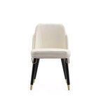 Manhattan Comfort Set of 2 Estelle Faux Leather Dining Chairs Cream: Upholstered, Wood Legs, No Assembly Required