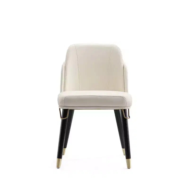 Manhattan Comfort Set of 2 Estelle Faux Leather Dining Chairs Cream: Upholstered, Wood Legs, No Assembly Required