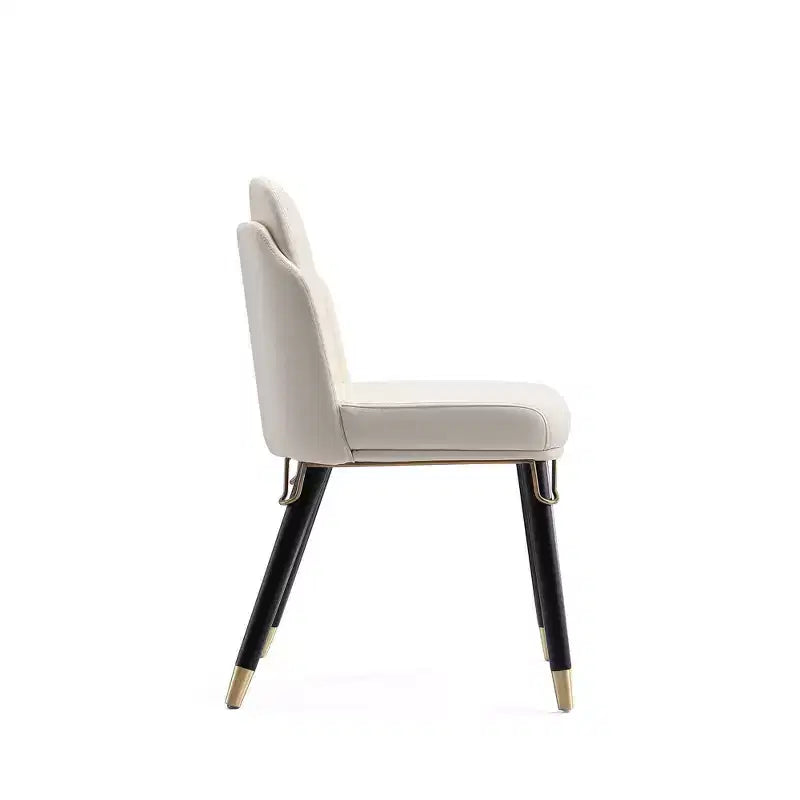 Manhattan Comfort Set of 2 Estelle Faux Leather Dining Chairs Cream: Upholstered, Wood Legs, No Assembly Required