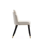 Manhattan Comfort Set of 2 Estelle Faux Leather Dining Chairs Cream: Upholstered, Wood Legs, No Assembly Required