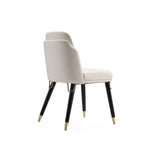 Manhattan Comfort Set of 2 Estelle Faux Leather Dining Chairs Cream: Upholstered, Wood Legs, No Assembly Required