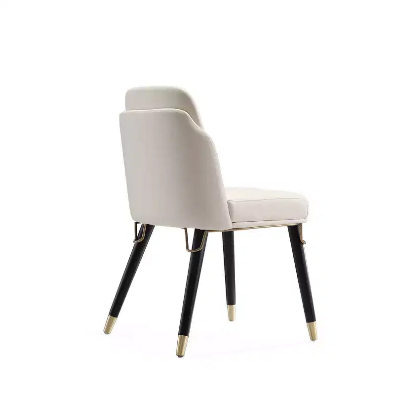 Manhattan Comfort Set of 2 Estelle Faux Leather Dining Chairs Cream: Upholstered, Wood Legs, No Assembly Required