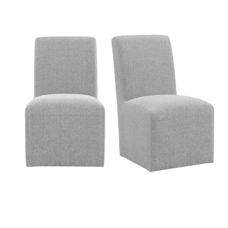 Picket House Furnishings Set of 2 Cade Upholstered Side Chairs Gray: Linen Fabric & Wood Legs