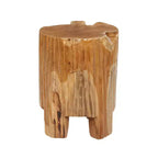 Sgabello in legno di teak bordo vivo contemporaneo marrone - Olivia & May: fatto a mano, nessun assemblaggio, uso interno