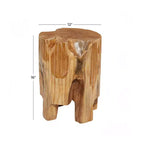 Sgabello in legno di teak bordo vivo contemporaneo marrone - Olivia & May: fatto a mano, nessun assemblaggio, uso interno