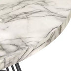 Lifestorey Indra Modern Faux Marble Round Dining Table Off-White/Black: Faux Marble Top, 4-Seater, Modern Kitchen Furniture