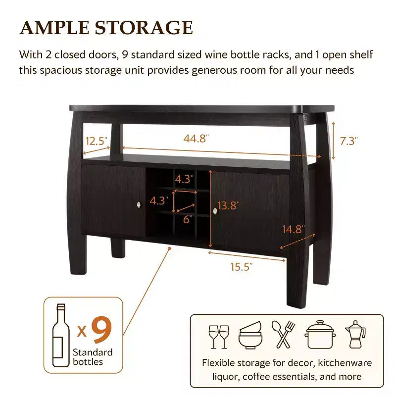 Angla Modern Bold Curved Dining Buffet Espresso - HOMES: Inside + Out