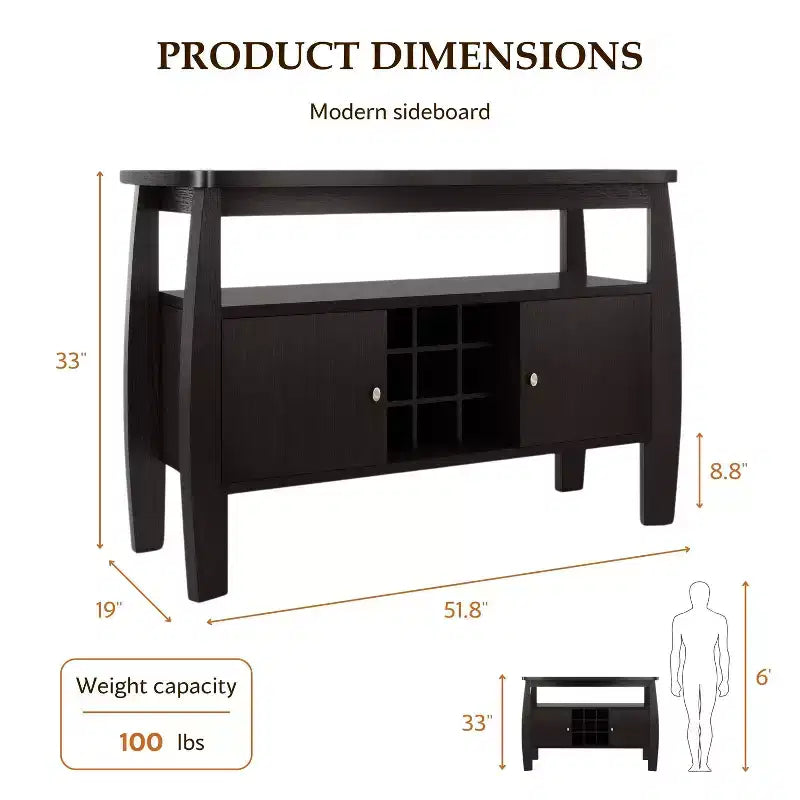 Angla Modern Bold Curved Dining Buffet Espresso - HOMES: Inside + Out