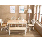 Dining Table Wood/Brown/White - Boraam: Rubberwood Frame, 6 Seats, Rectangle, 4-Leg Base, 60" Length, 36" Width