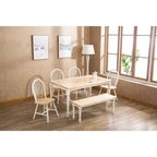 Dining Table Wood/Brown/White - Boraam: Rubberwood Frame, 6 Seats, Rectangle, 4-Leg Base, 60" Length, 36" Width