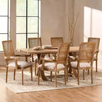 Set da pranzo espandibile Maria 7 pezzi in legno e canna stile French Country naturale/beige - Christopher Knight Home