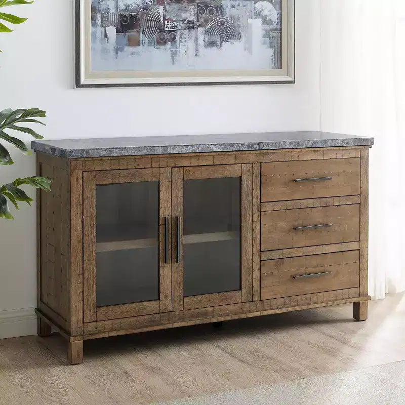 Consolle Grayson con piano in marmo grigio/legno invecchiato - Steve Silver Co.
