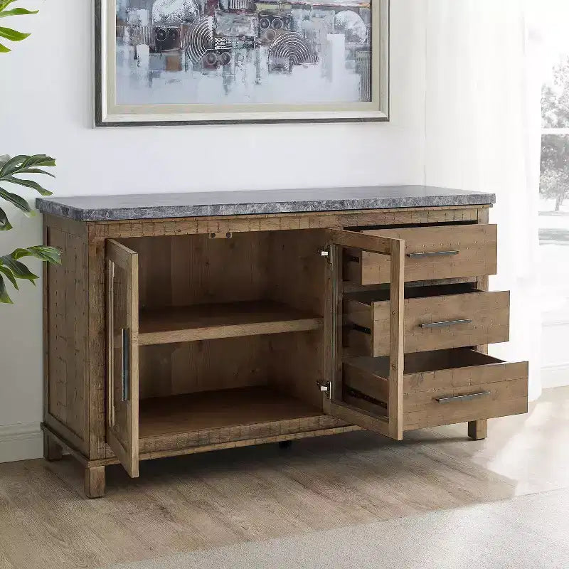 Consolle Grayson con piano in marmo grigio/legno invecchiato - Steve Silver Co.