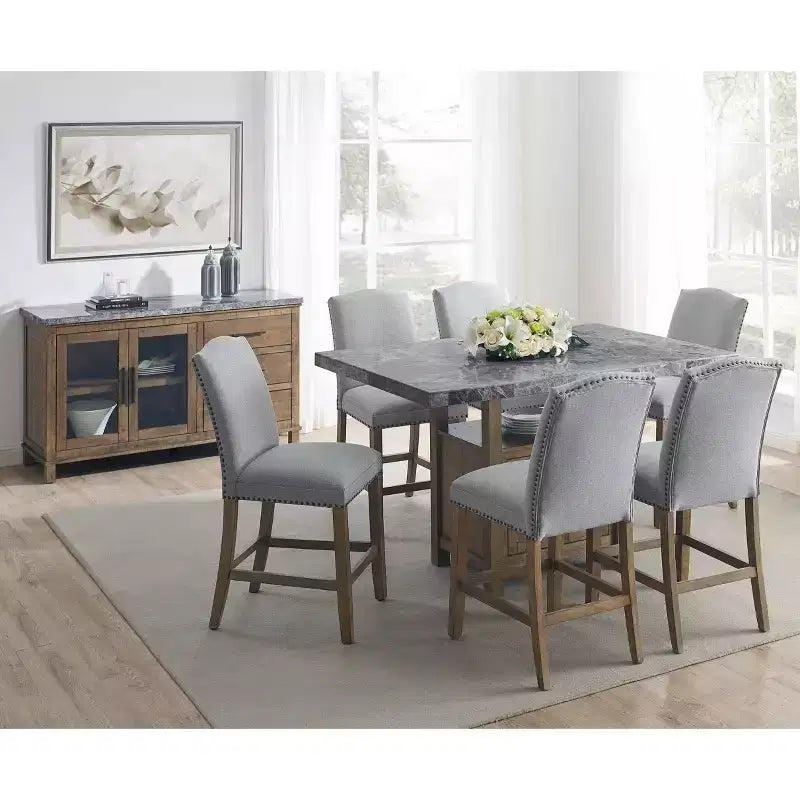 Consolle Grayson con piano in marmo grigio/legno invecchiato - Steve Silver Co.