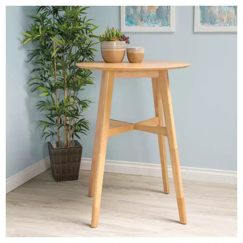 Tenley Pub Round Bar Height Table Oak - Christopher Knight Home