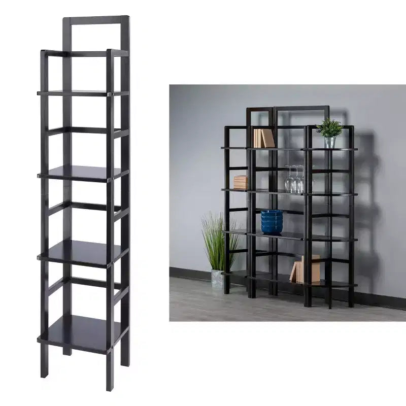 Aiden Narrow Bakers Rack Coffee - Winsome Wood: 4-Tier Storage, Lacquered Wood Finish, Fixed Shelves