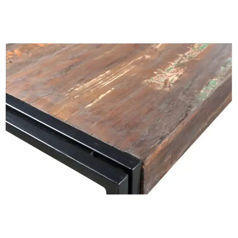 Tavolo da pranzo da 71" in legno di recupero con gambe in ferro Naturale/Nero - Timbergirl: Robusto, rustico, fisso, 6 posti a sedere