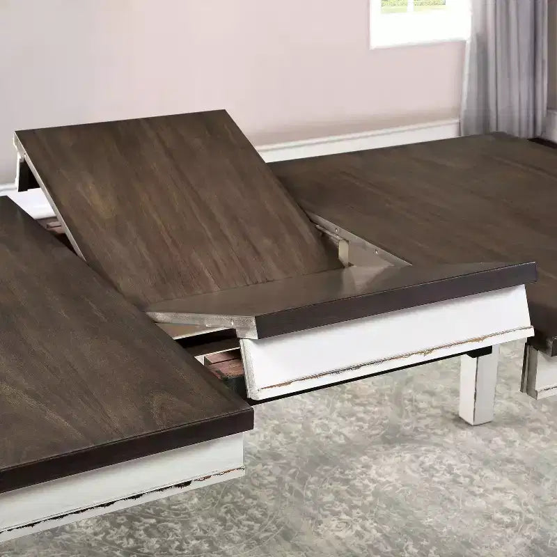 78" Redmond Butterfly Leaf Dining Table Weathered White/Dark Walnut - HOMES: Inside + Out