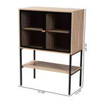 Baxton Studio Asher Credenza con 2 Ante in Legno e Metallo, Mobile da Pranzo Marrone Naturale/Nero: Ripiani Fissi, Struttura in Truciolato