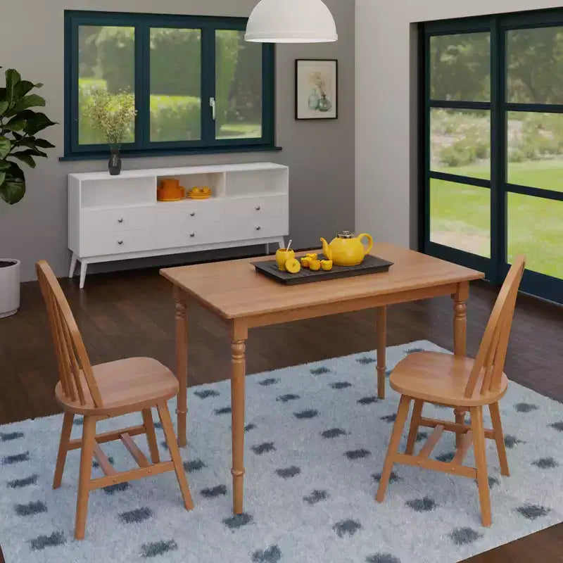 3pc Ravenna Dining Table Set Natural - Winsome: Solid Wood, Seats up to 4, Windsor Chairs