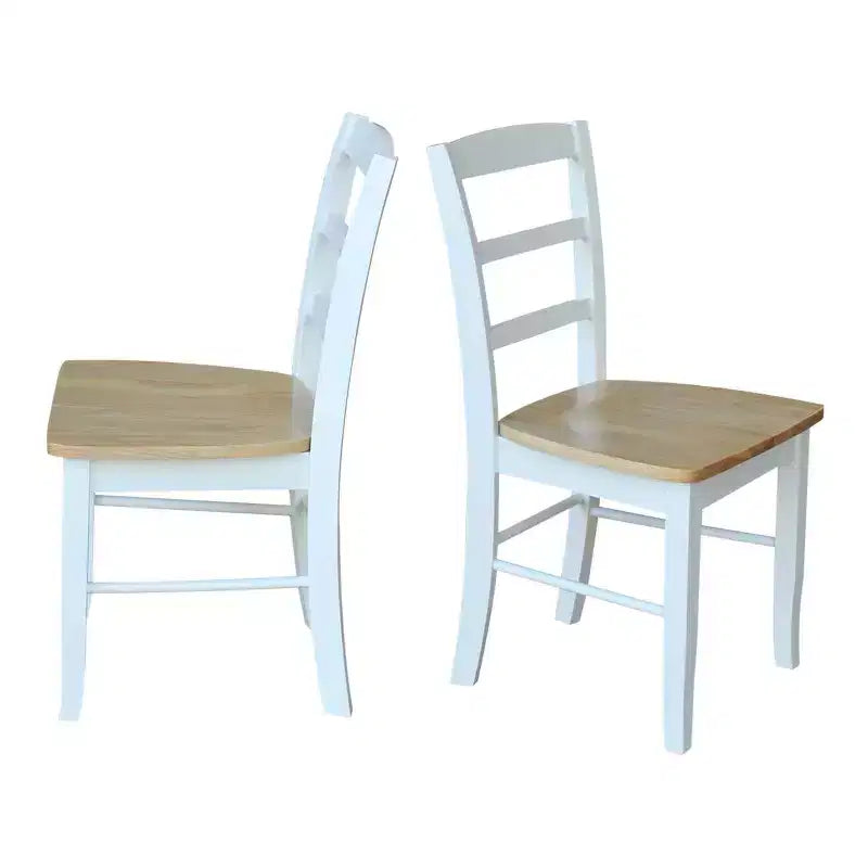 Set 3 Pezzi Tavolo da Pranzo con 2 Sedie Scala Bianco/Naturale – International Concepts: Legno Massello, Quadrato, Non Estensibile