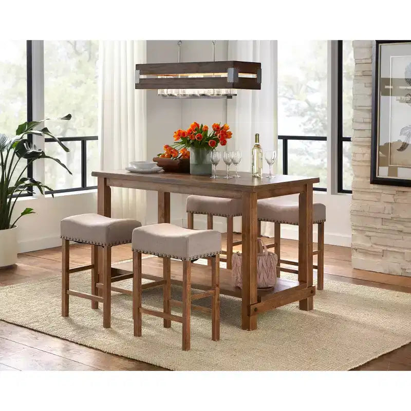 Buylateral Hathaway Tavolo da pranzo rettangolare a altezza bancone in stile rustico moderno, colore Driftwood