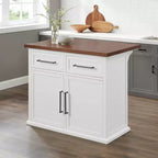 Crosley Bartlett Isola da cucina con piano in legno bianco/noce: Stile tradizionale, Ripiani regolabili, Carrello contenitore