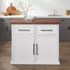 Crosley Bartlett Isola da cucina con piano in legno bianco/noce: Stile tradizionale, Ripiani regolabili, Carrello contenitore